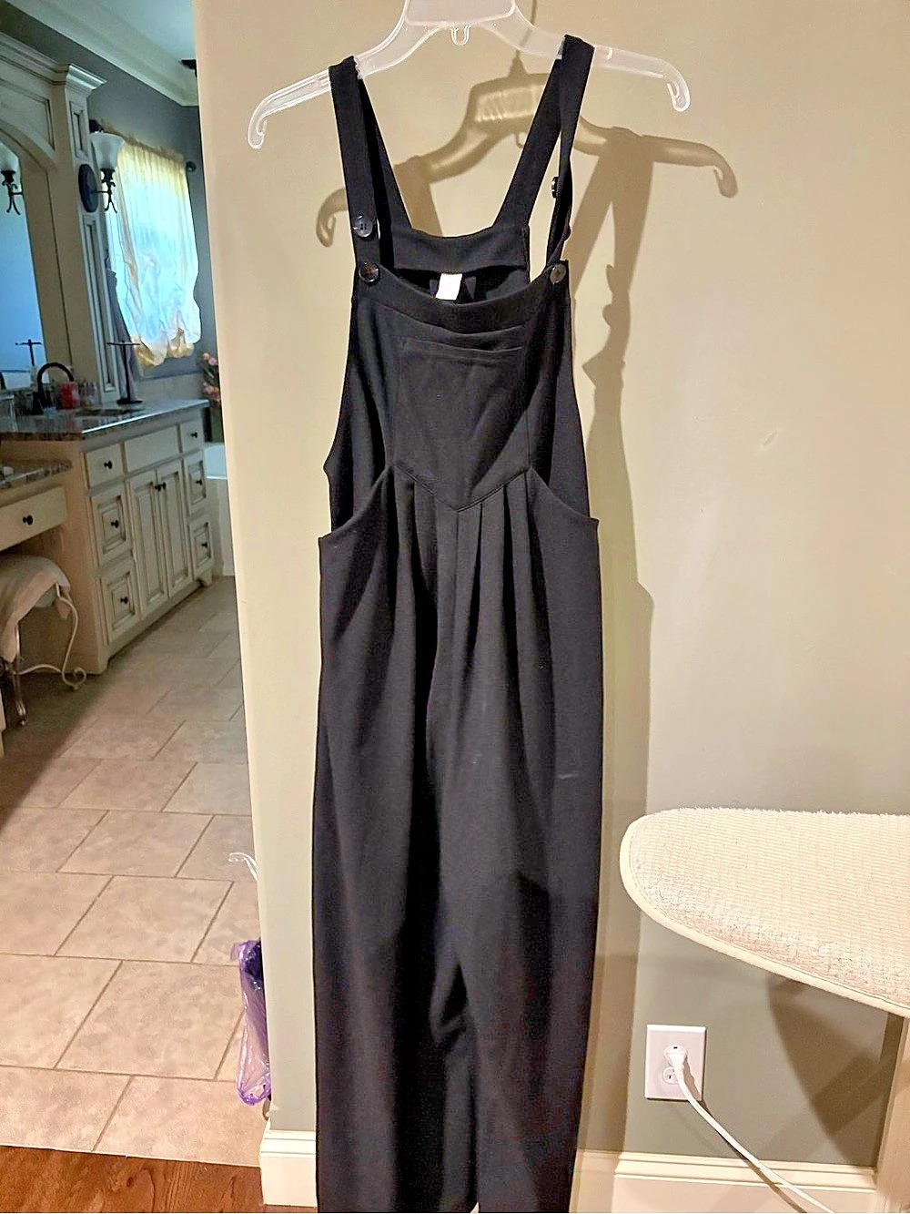 Halara Pockets Waffle Casual Overalls Black Medium Like New